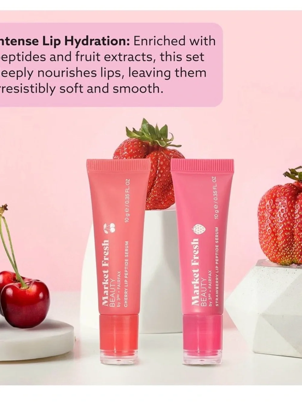 Peptide Glow Lip Serum Set by Market Fresh Beauty NIB